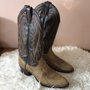 Men's Western Leather Boots - Brown and Tan